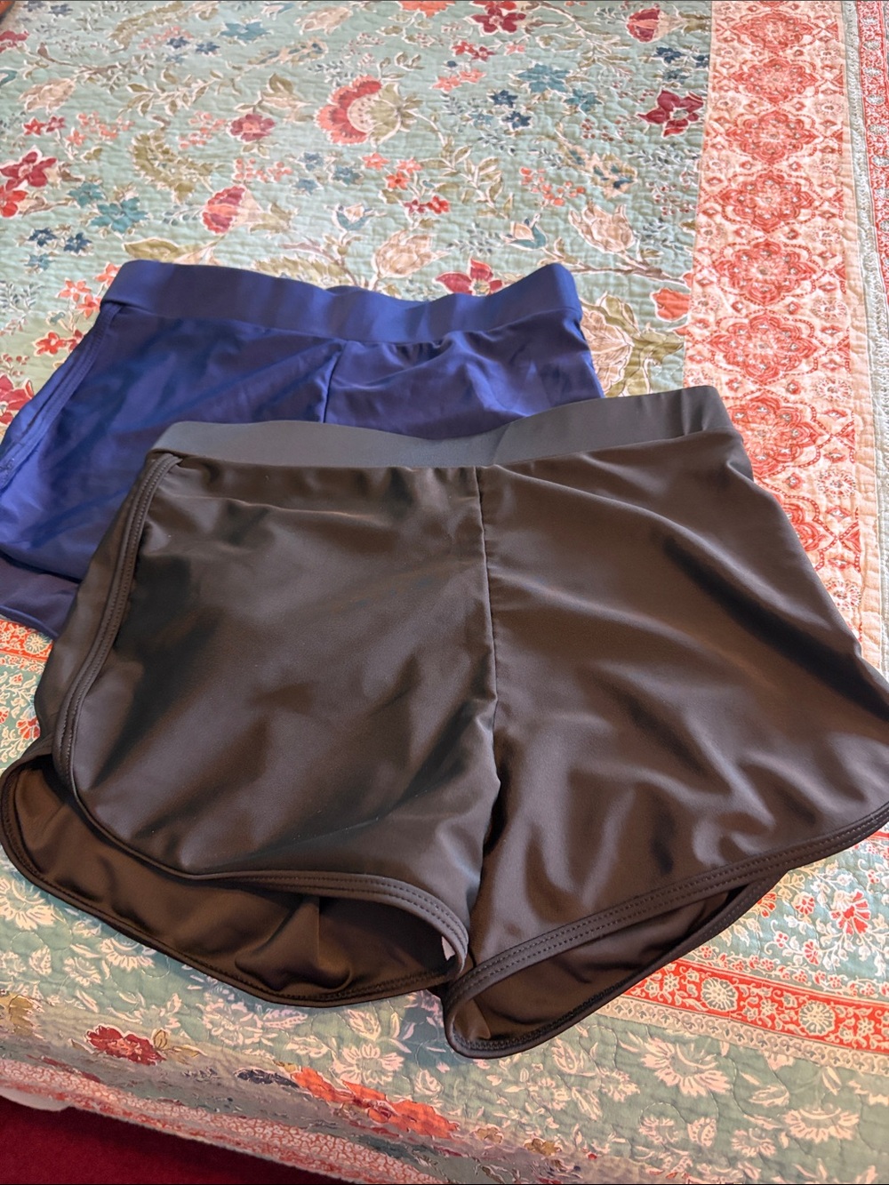 Athletic type swimsuit bottoms  Shorts - Black and Dark Blue